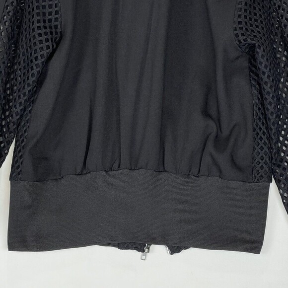 Women’s Small Black Mesh Lined Bomber Jacket Full Zip Long Sleeve - Picture 8 of 11